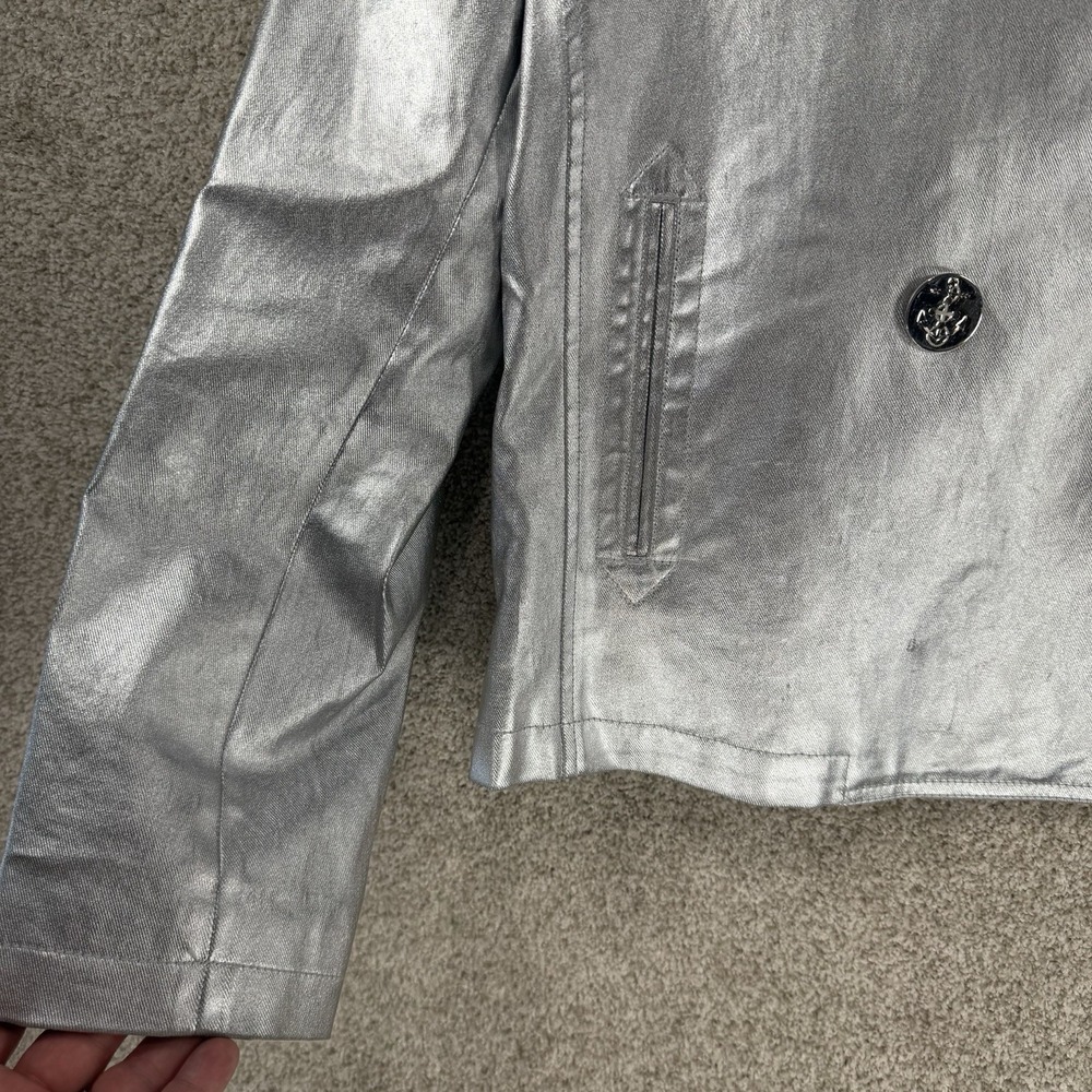 Ralph Lauren Jeans Co Womens Soirée Silver Y2k‎ Metallic Jacket VTG XL *FLAWS - Picture 6 of 12